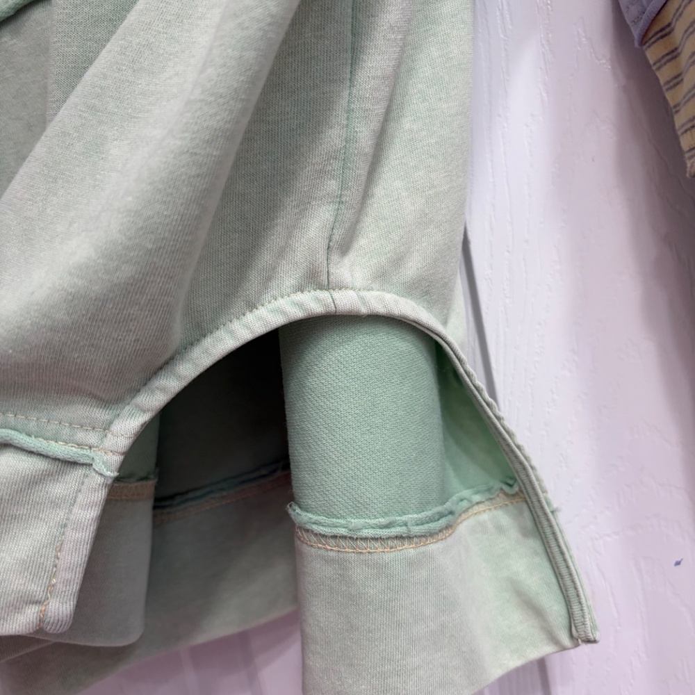 New Easel Terry Knit Color Block Sweatshirt Pullover Oversized Cotton Sage Small - Picture 3 of 6